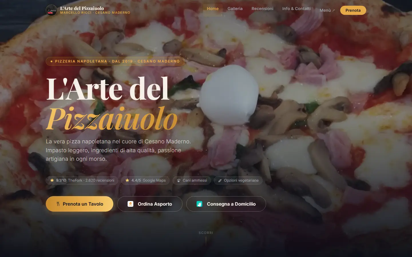 Anteprima del sito L'Arte del Pizzaiuolo su computer